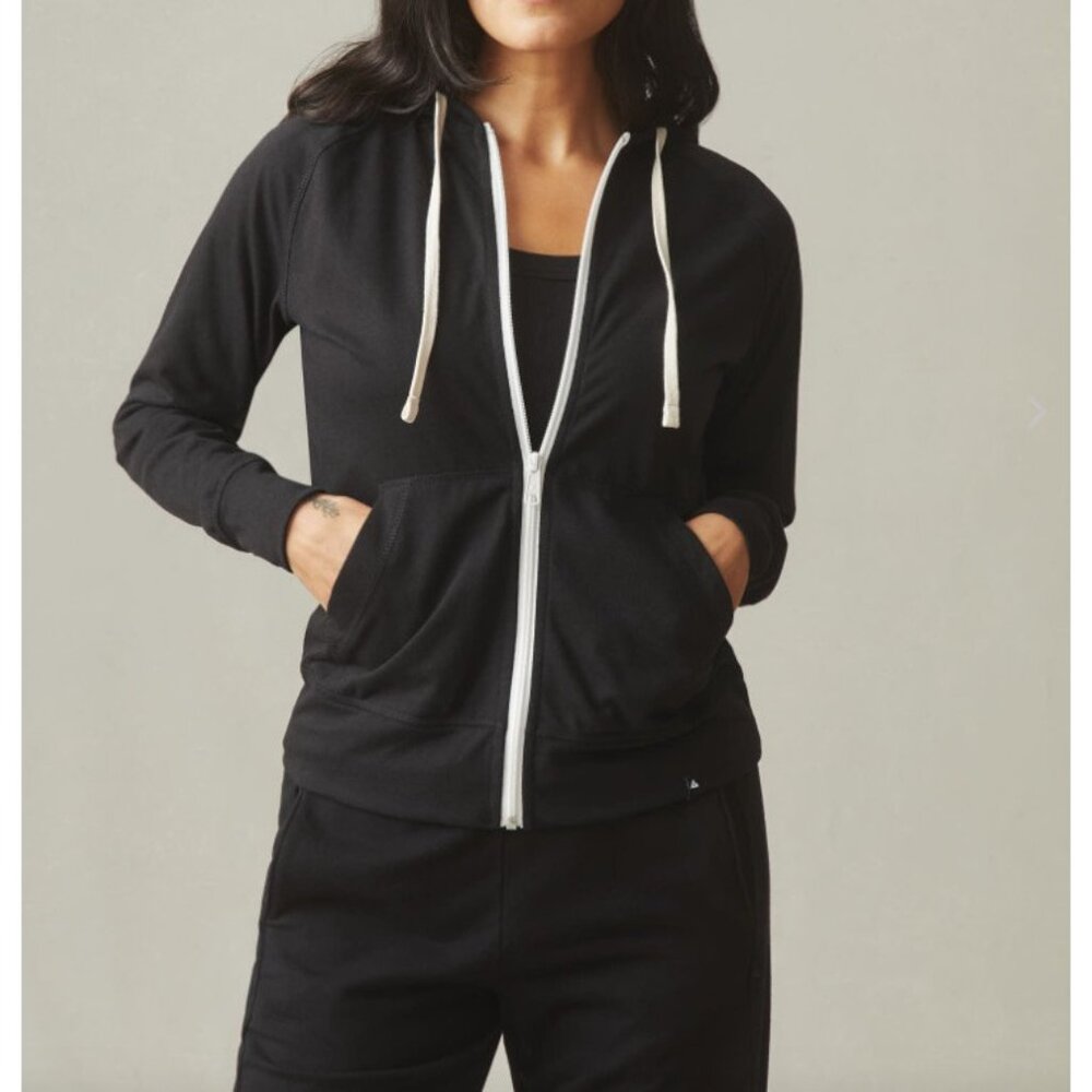 NEW American Giant Womens Small Black Lightweight Full Zip Up Essential Jacket